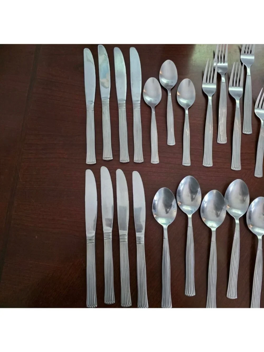 Alco Stainless 34-Piece Flatware Set Ribbed Handle Design Silverware Collection